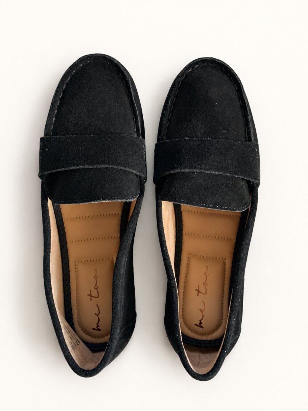 Me Too Dawson Women’s Size 7.5 Black Suede Penny Loafers Moccasin Driver Flats